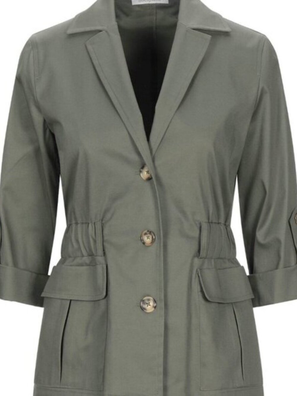 Biancoghiaccio Military Green Tailored Cinched Utility Blazer Jacket US Small 6